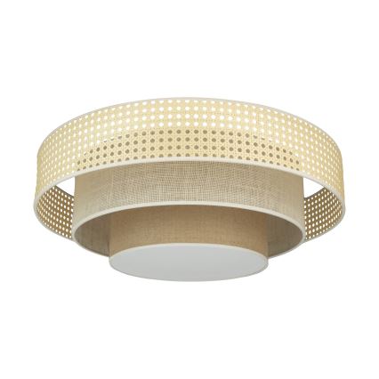 Duolla - LED Ceiling light LUNETA LED/26W/230V d. 60 cm 4000K rattan/beige/brown