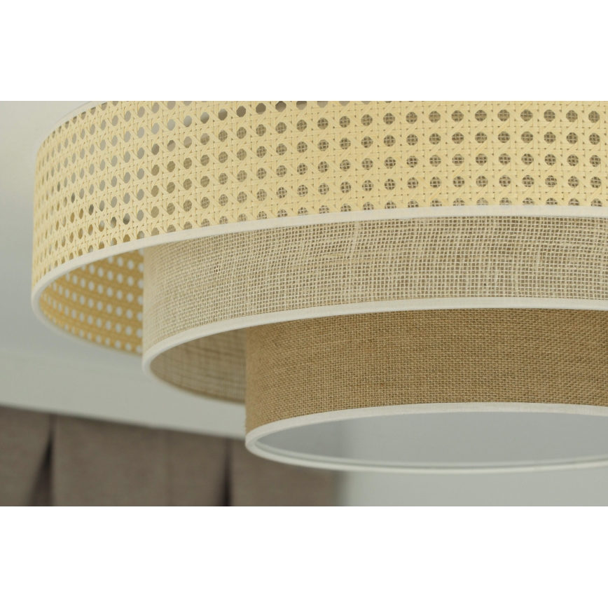 Duolla - LED Ceiling light LUNETA LED/26W/230V d. 60 cm 4000K rattan/beige/brown