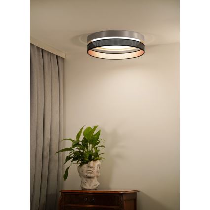 Duolla - LED Ceiling light ROLLER DUO SHINY LED/24W/230V d. 45 cm silver/black