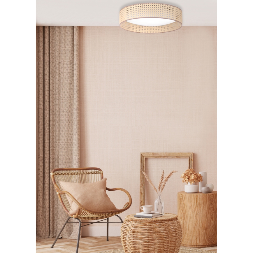 Duolla - LED Ceiling light ROLLER LED/24W/230V d. 45 cm rattan