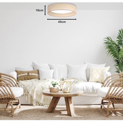 Duolla - LED Ceiling light ROLLER LED/24W/230V d. 45 cm rattan