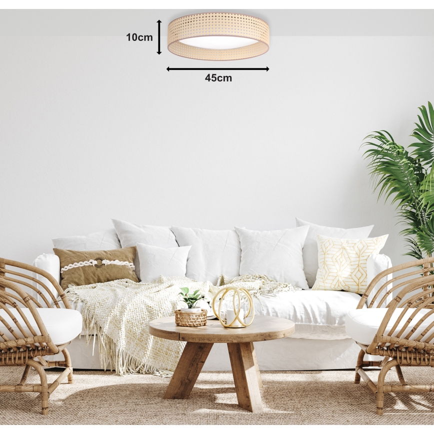 Duolla - LED Ceiling light ROLLER LED/24W/230V d. 45 cm rattan