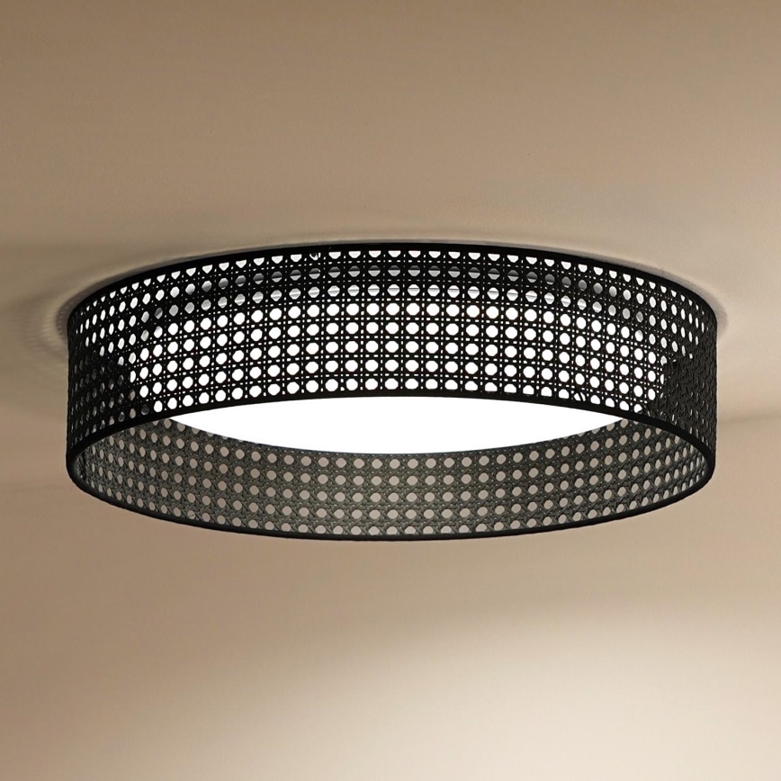 Duolla - LED Ceiling light ROLLER RATTAN LED/24W/230V d. 45 cm black
