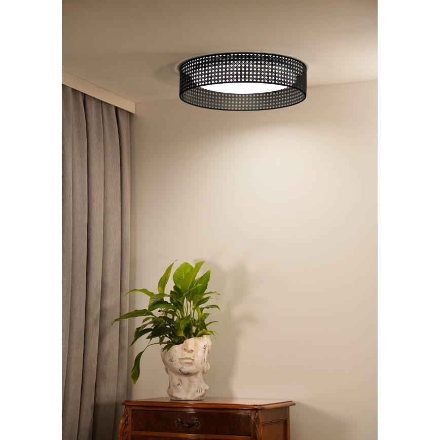Duolla - LED Ceiling light ROLLER RATTAN LED/24W/230V d. 45 cm black