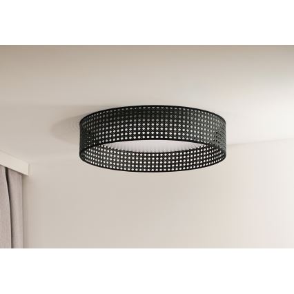 Duolla - LED Ceiling light ROLLER RATTAN LED/24W/230V d. 45 cm black