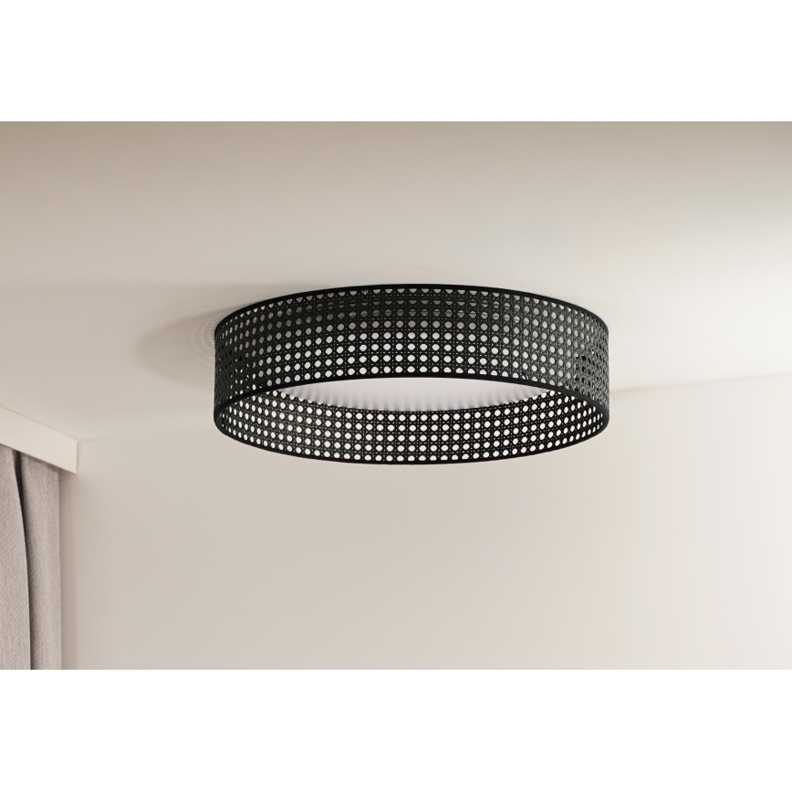 Duolla - LED Ceiling light ROLLER RATTAN LED/24W/230V d. 45 cm black