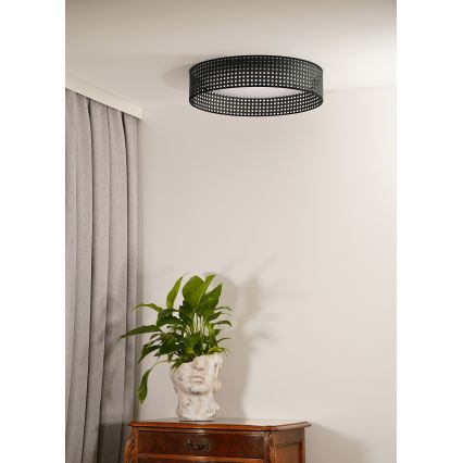 Duolla - LED Ceiling light ROLLER RATTAN LED/24W/230V d. 45 cm black