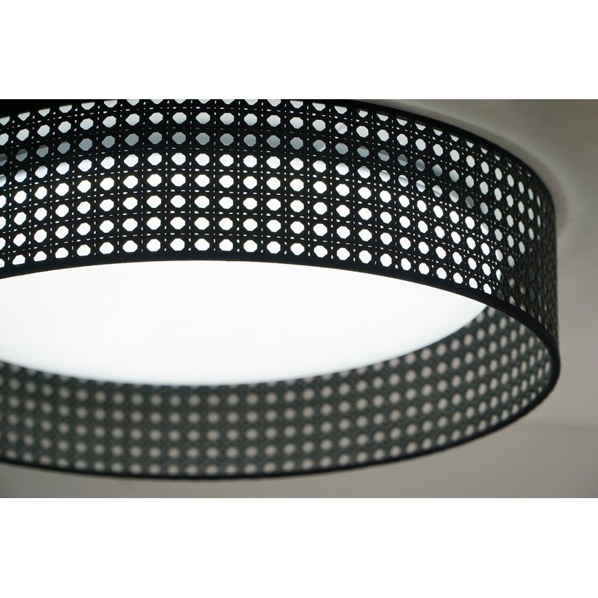Duolla - LED Ceiling light ROLLER RATTAN LED/24W/230V d. 45 cm black