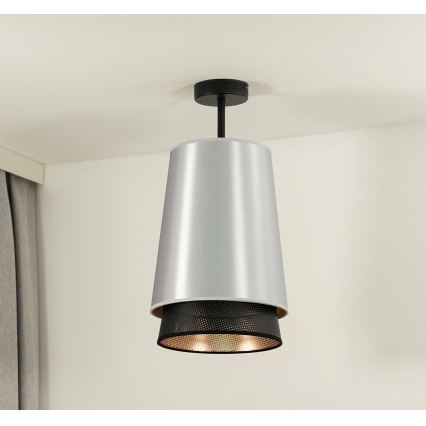 Duolla - Surface-mounted chandelier BELL SHINY 1xE27/15W/230V d. 25 cm silver/black