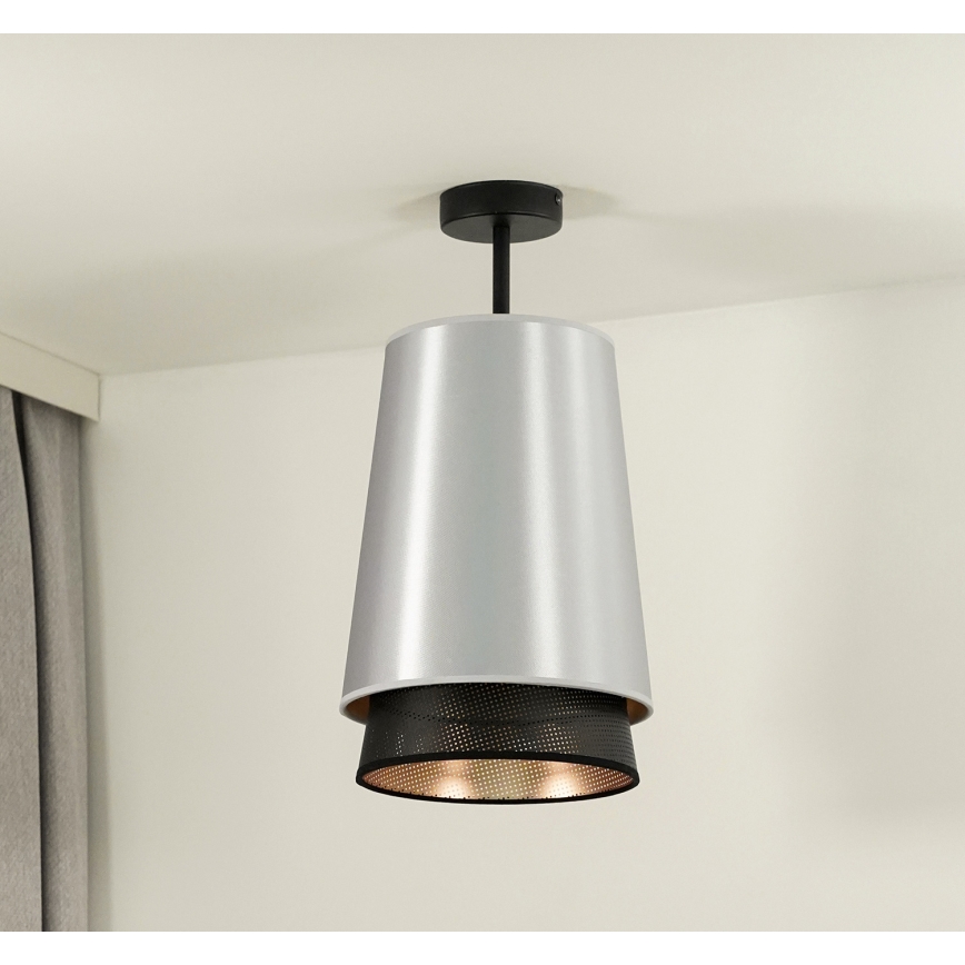 Duolla - Surface-mounted chandelier BELL SHINY 1xE27/15W/230V d. 25 cm silver/black