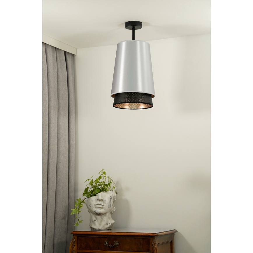 Duolla - Surface-mounted chandelier BELL SHINY 1xE27/15W/230V d. 25 cm silver/black
