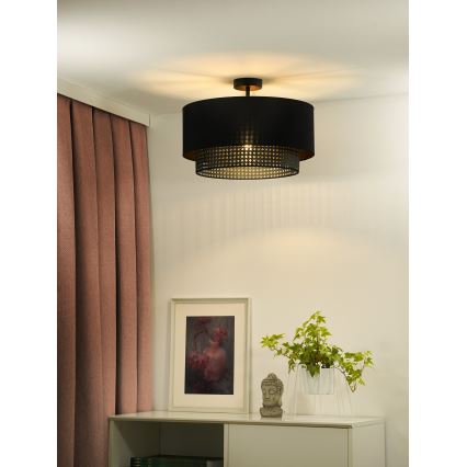 Duolla - Surface-mounted chandelier BOHO RATTAN 1xE27/15W/230V d. 45 cm black