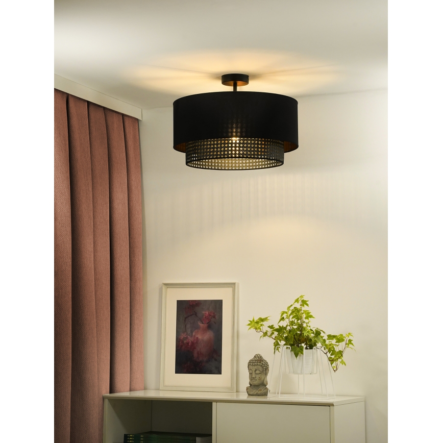 Duolla - Surface-mounted chandelier BOHO RATTAN 1xE27/15W/230V d. 45 cm black