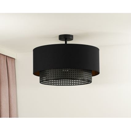 Duolla - Surface-mounted chandelier BOHO RATTAN 1xE27/15W/230V d. 45 cm black