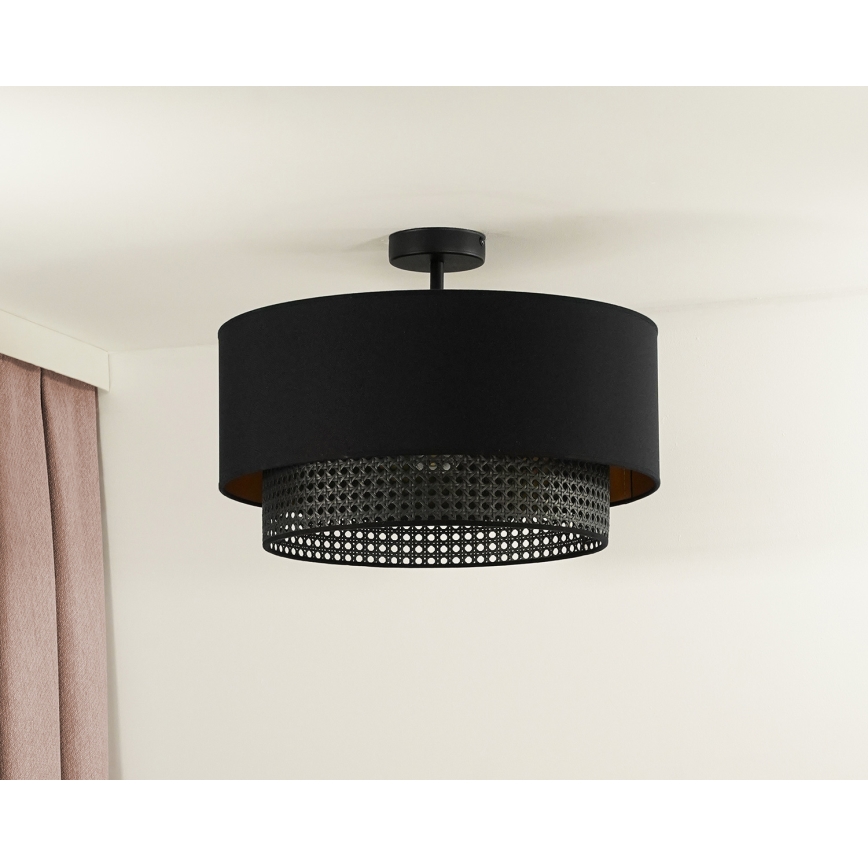 Duolla - Surface-mounted chandelier BOHO RATTAN 1xE27/15W/230V d. 45 cm black