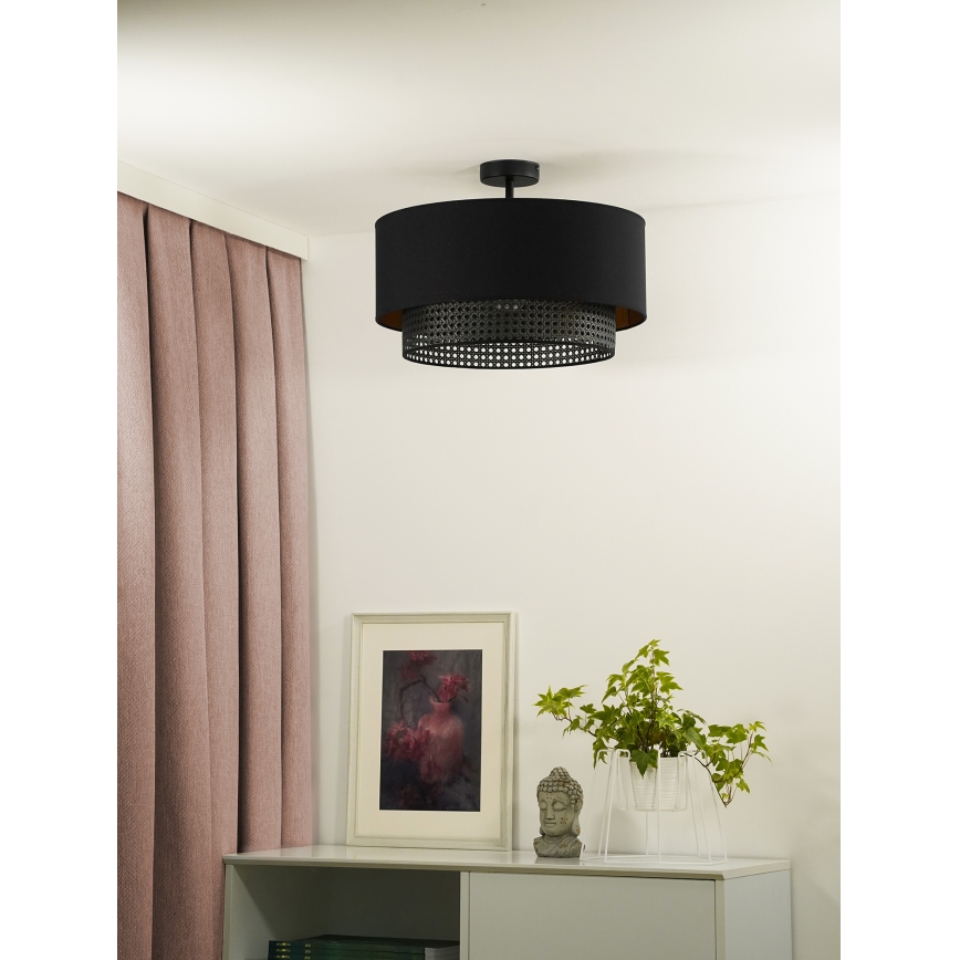 Duolla - Surface-mounted chandelier BOHO RATTAN 1xE27/15W/230V d. 45 cm black