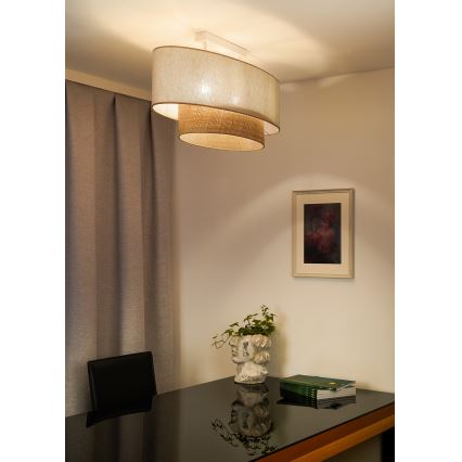 Duolla - Surface-mounted chandelier DOUBLE OVAL NATURE 2xE27/15W/230V creamy/beige