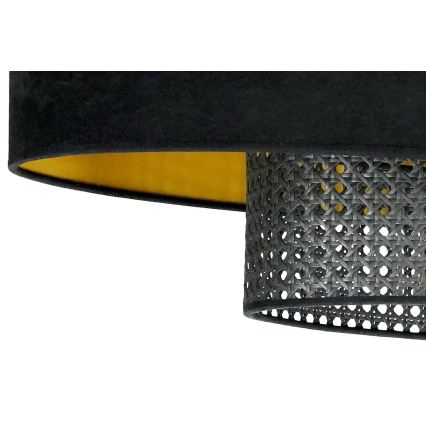 Duolla - Surface-mounted chandelier DOUBLE OVAL RATTAN 2xE27/15W/230V black/rattan