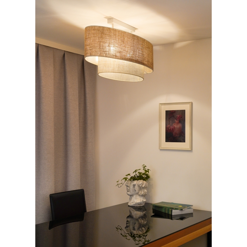 Duolla - Surface-mounted chandelier DOUBLE OVAL YUTE 2xE27/15W/230V brown/creamy