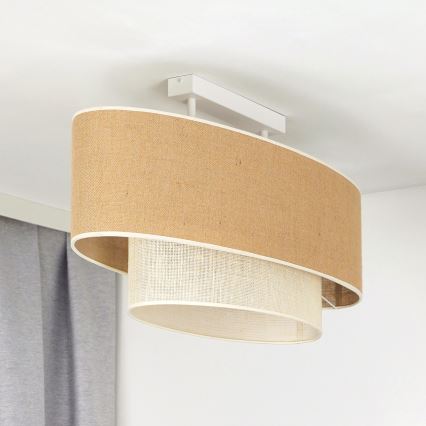Duolla - Surface-mounted chandelier DOUBLE OVAL YUTE 2xE27/15W/230V brown/creamy