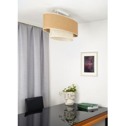 Duolla - Surface-mounted chandelier DOUBLE OVAL YUTE 2xE27/15W/230V brown/creamy
