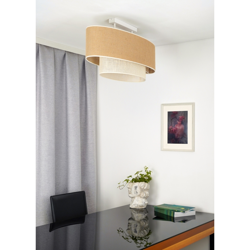 Duolla - Surface-mounted chandelier DOUBLE OVAL YUTE 2xE27/15W/230V brown/creamy