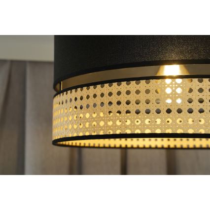 Duolla - Surface-mounted chandelier DOUBLE RATTAN 1xE27/15W/230V d. 40 cm black/beige