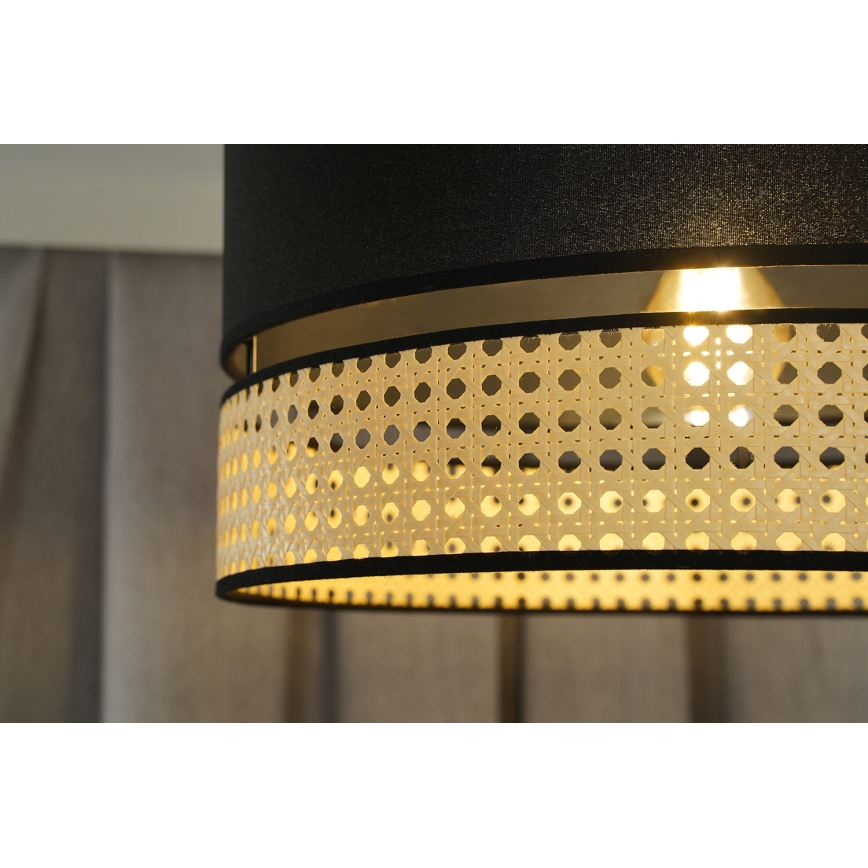 Duolla - Surface-mounted chandelier DOUBLE RATTAN 1xE27/15W/230V d. 40 cm black/beige