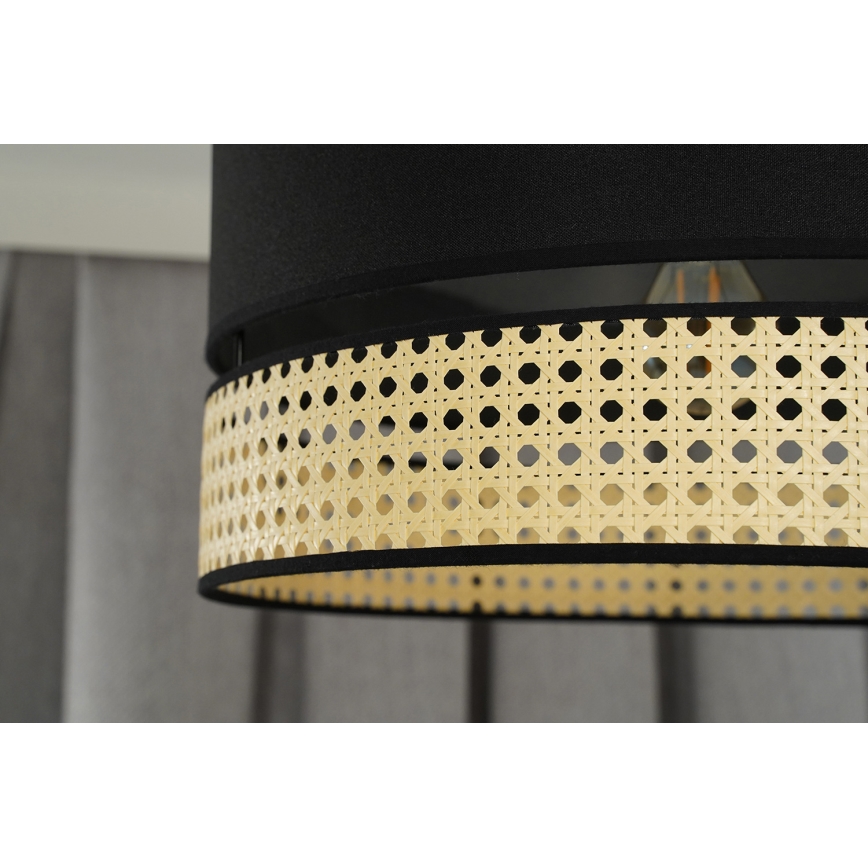 Duolla - Surface-mounted chandelier DOUBLE RATTAN 1xE27/15W/230V d. 40 cm black/beige