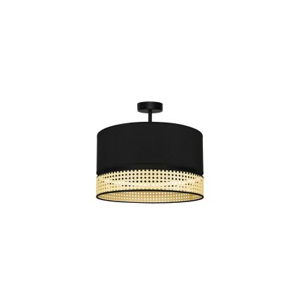 Duolla - Surface-mounted chandelier DOUBLE RATTAN 1xE27/15W/230V d. 40 cm black/beige