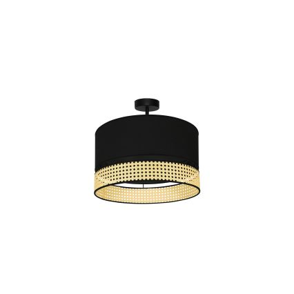 Duolla - Surface-mounted chandelier DOUBLE RATTAN 1xE27/15W/230V d. 40 cm black/beige