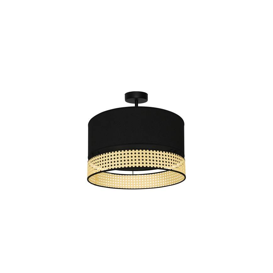 Duolla - Surface-mounted chandelier DOUBLE RATTAN 1xE27/15W/230V d. 40 cm black/beige