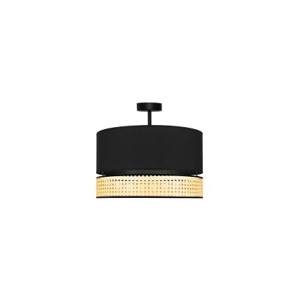 Duolla - Surface-mounted chandelier DOUBLE RATTAN 1xE27/15W/230V d. 40 cm black/beige