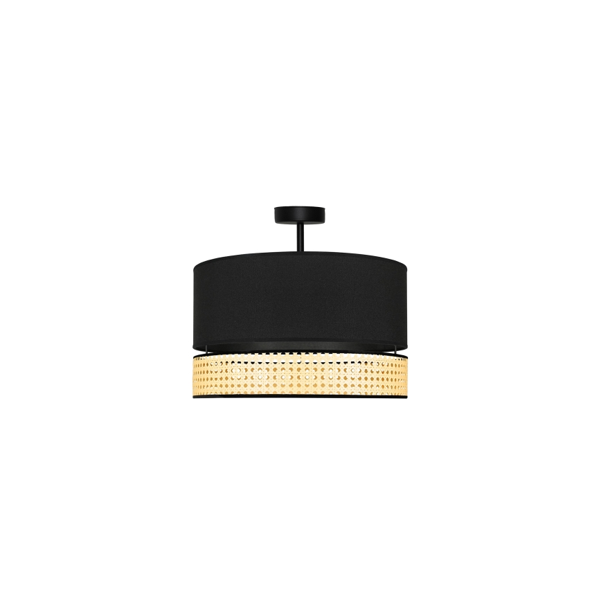 Duolla - Surface-mounted chandelier DOUBLE RATTAN 1xE27/15W/230V d. 40 cm black/beige