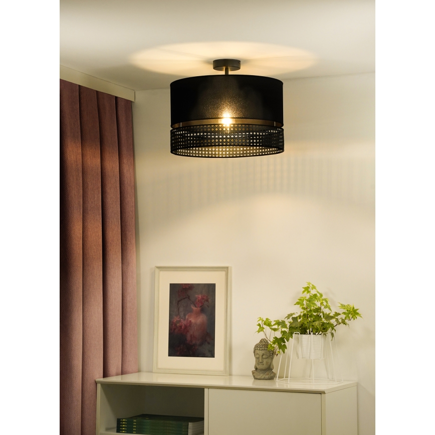Duolla - Surface-mounted chandelier DOUBLE RATTAN 1xE27/15W/230V d. 40 cm black