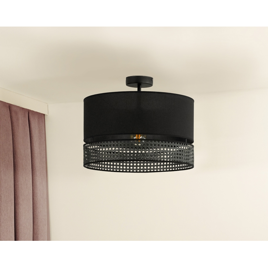 Duolla - Surface-mounted chandelier DOUBLE RATTAN 1xE27/15W/230V d. 40 cm black