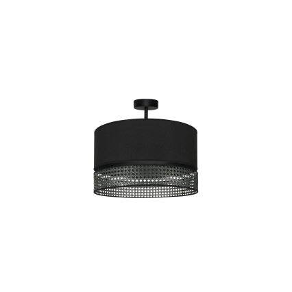 Duolla - Surface-mounted chandelier DOUBLE RATTAN 1xE27/15W/230V d. 40 cm black