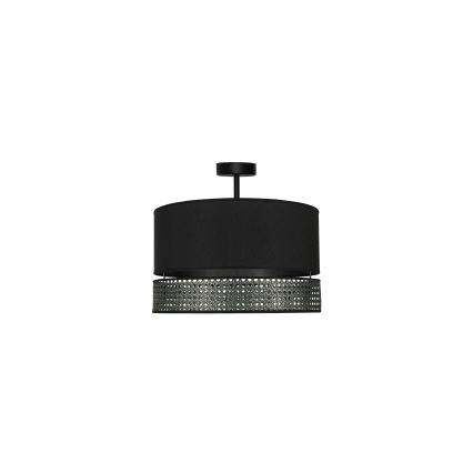 Duolla - Surface-mounted chandelier DOUBLE RATTAN 1xE27/15W/230V d. 40 cm black