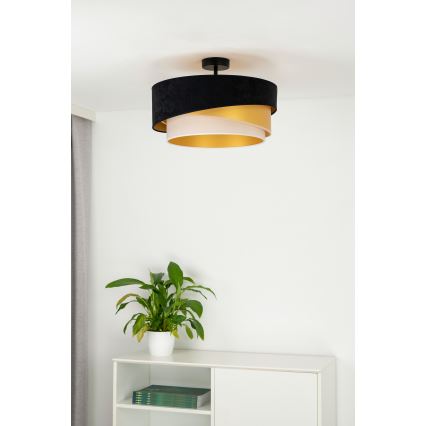 Duolla - Surface-mounted chandelier KOBO 1xE27/15W/230V d. 45 cm black/gold/creamy
