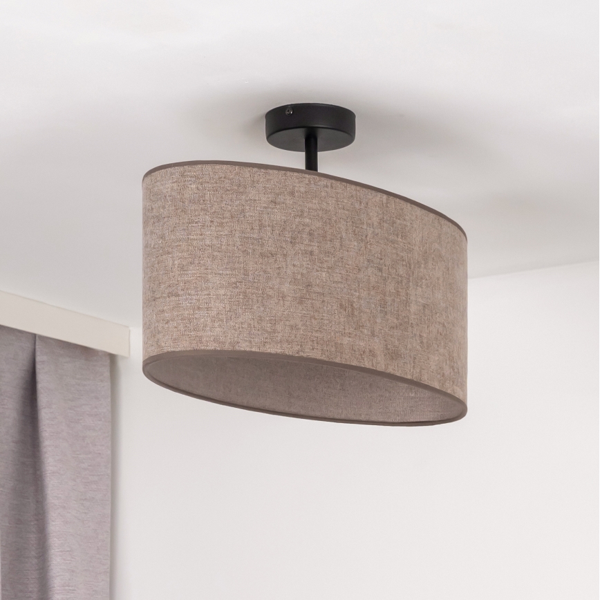 Duolla - Surface-mounted chandelier OVAL 1xE27/15W/230V brown