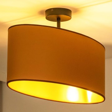 Duolla - Surface-mounted chandelier OVAL VEGAN 1xE27/15W/230V brown