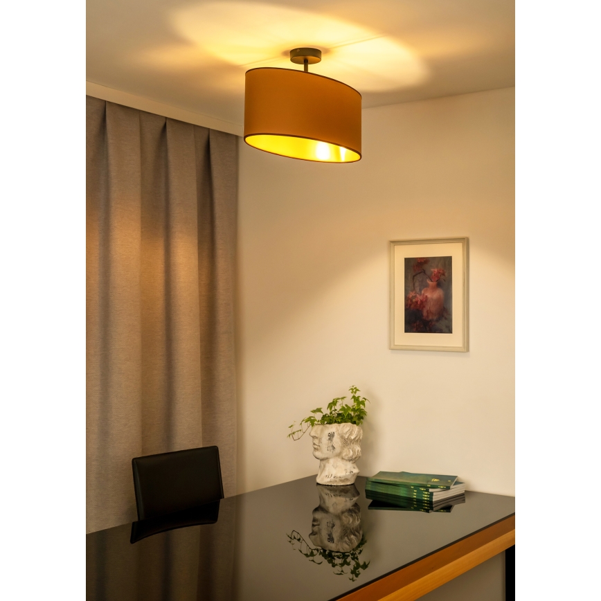 Duolla - Surface-mounted chandelier OVAL VEGAN 1xE27/15W/230V brown