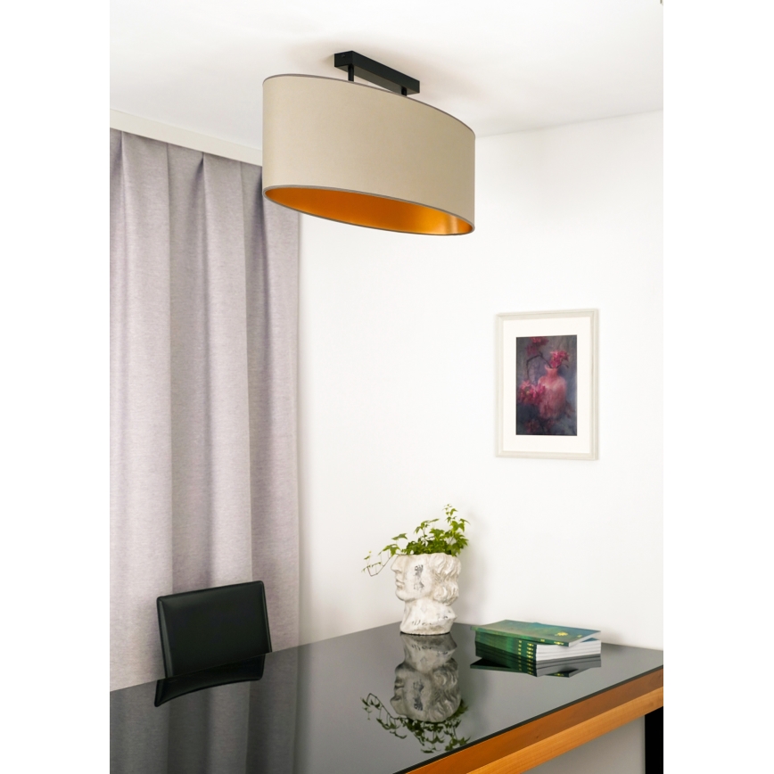 Duolla - Surface-mounted chandelier OVAL VEGAN 2xE27/15W/230V beige