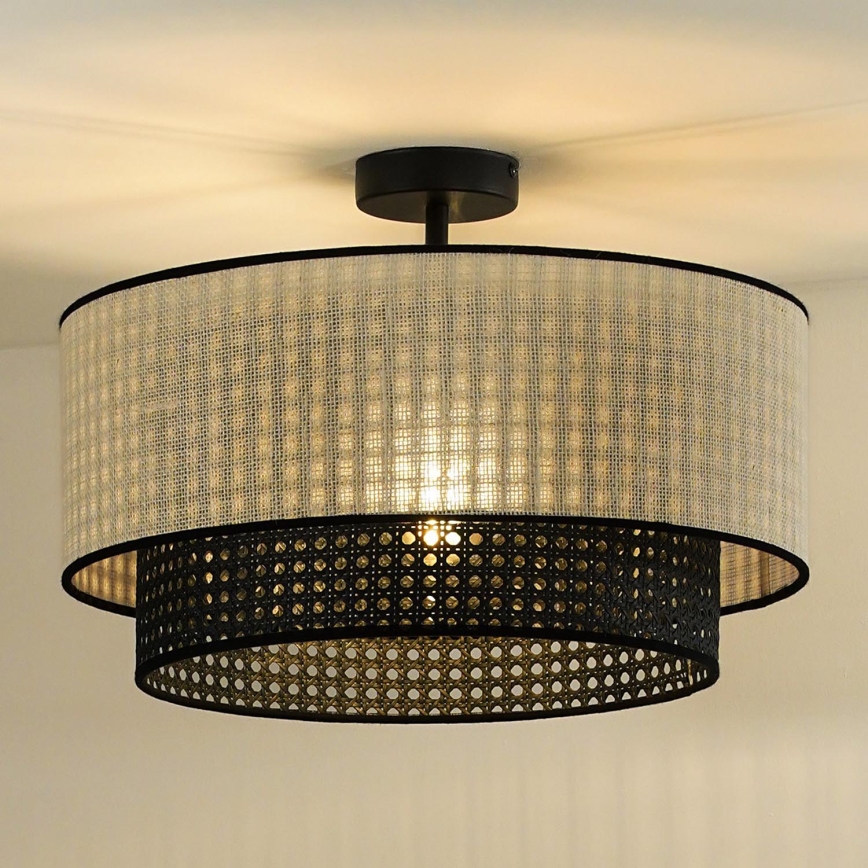 Duolla - Surface-mounted chandelier RATTAN YUTE 1xE27/15W/230V d. 45 cm creamy/black