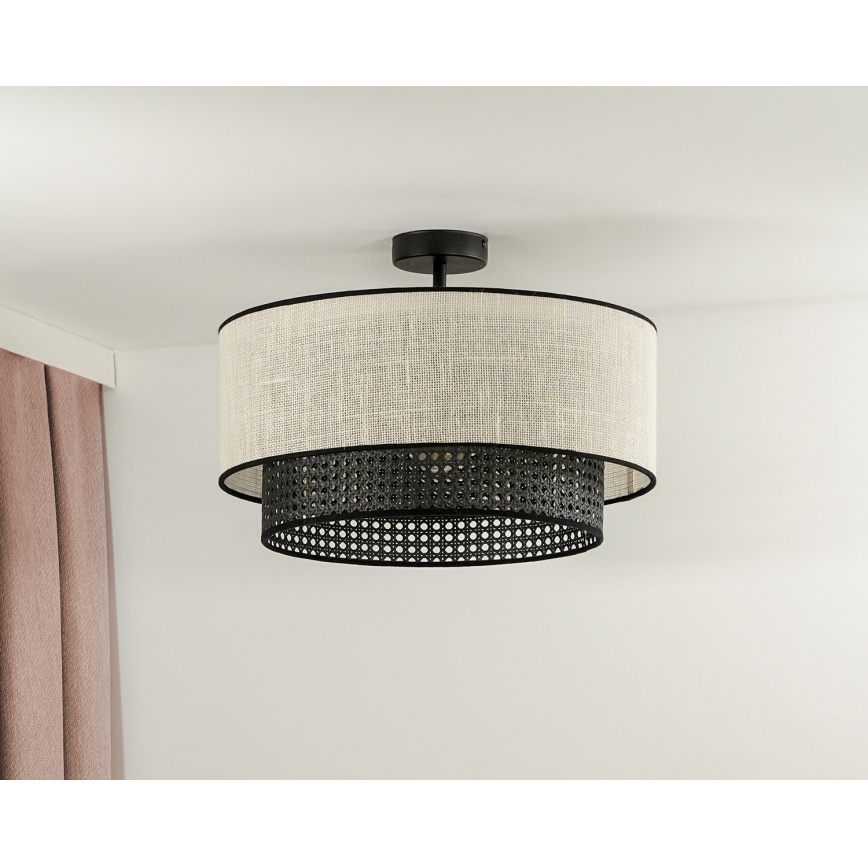 Duolla - Surface-mounted chandelier RATTAN YUTE 1xE27/15W/230V d. 45 cm creamy/black
