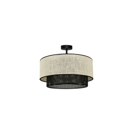 Duolla - Surface-mounted chandelier RATTAN YUTE 1xE27/15W/230V d. 45 cm creamy/black