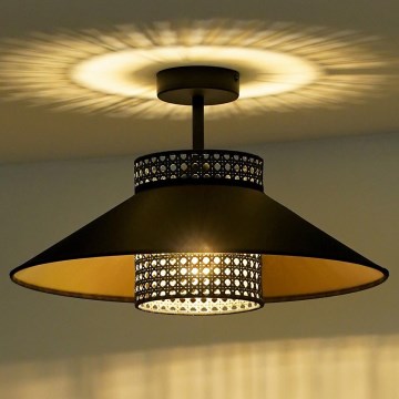 Duolla - Surface-mounted chandelier RIO RATTAN 1xE27/15W/230V d. 45 cm black/gold