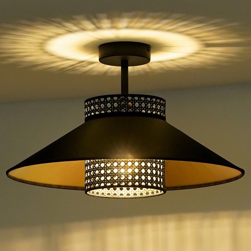 Duolla - Surface-mounted chandelier RIO RATTAN 1xE27/15W/230V d. 45 cm black/gold