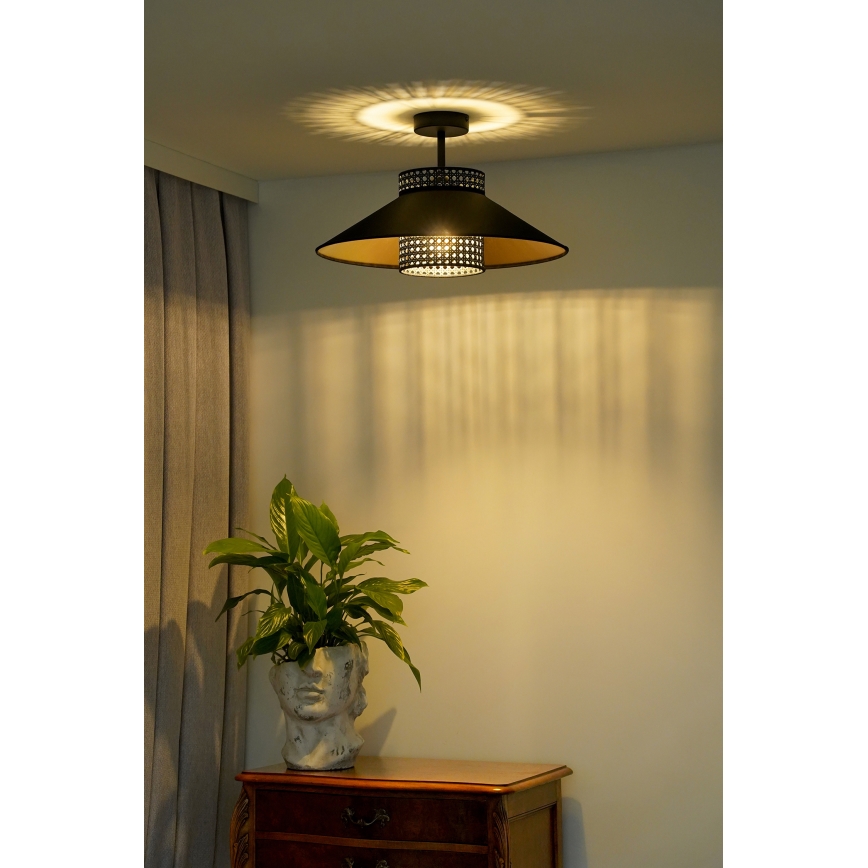 Duolla - Surface-mounted chandelier RIO RATTAN 1xE27/15W/230V d. 45 cm black/gold