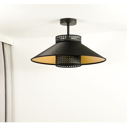 Duolla - Surface-mounted chandelier RIO RATTAN 1xE27/15W/230V d. 45 cm black/gold
